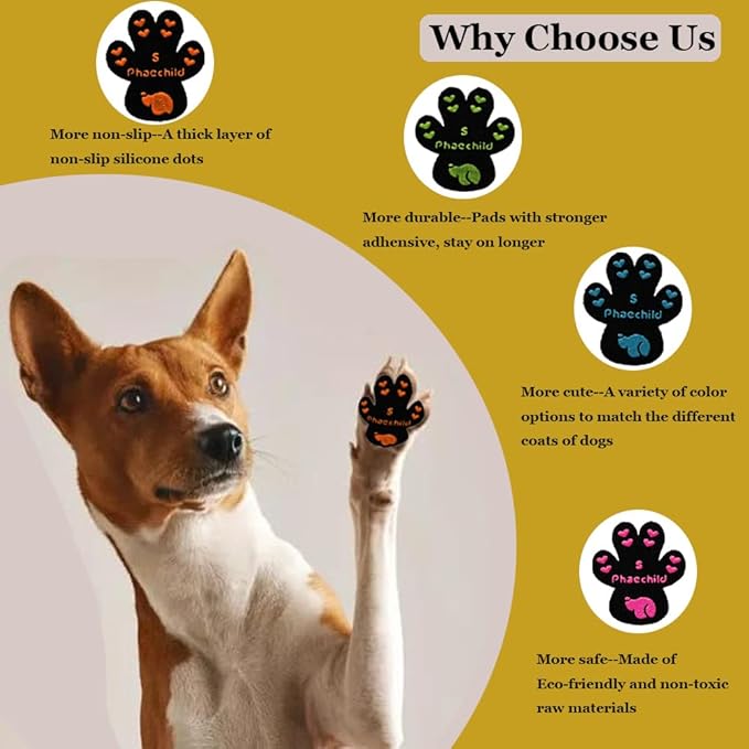 Dog Paw Pads Anti-Slip Grips,Dog Paw Protectors for Senior Dogs on Hot Pavement,Provides Traction to Keep Them from Slipping on Smooth Floors 20 sets-80 Pads Multicolor XXXL