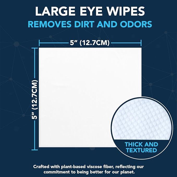 NOVEHA Dog Eye Wipes - Tear Stain Remover for Dogs - Formulated to Remove Eye Debris, Tear Stains & Eye Discharge - Plant Based, Safe, Convenient, and Large Unscented Wipes (100 Count x 3 Packages)