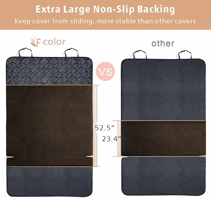 F-color SUV Cargo Liner for Dogs, Water Resistant Pet Cargo Cover Dog Seat Cover Mat for SUVs Sedans Vans with Bumper Flap Protector, Non-Slip, Large Size Universal Fit, Khaki