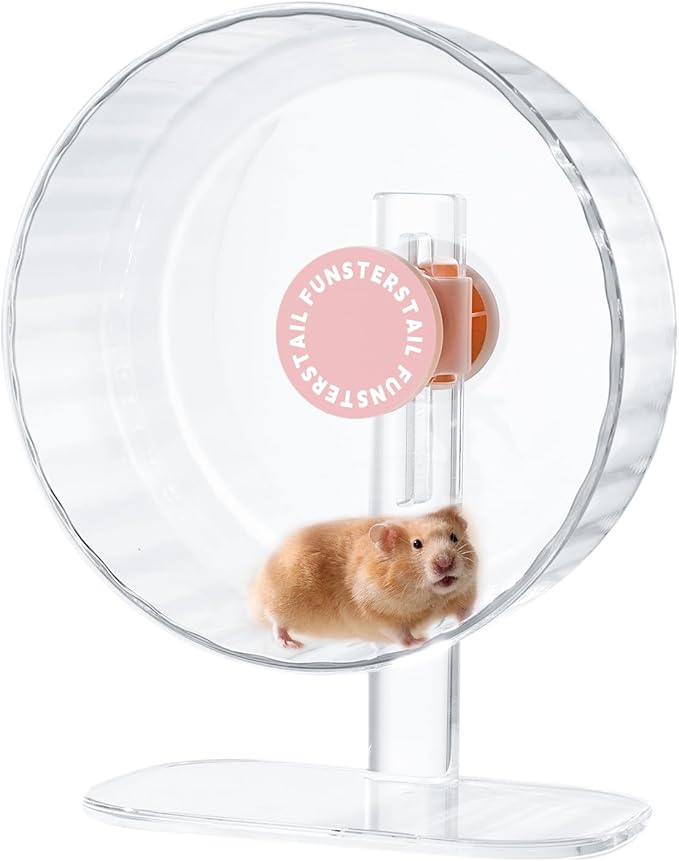 Super Silent Hamster Wheel 10.4 Inch, Magnetic Large Rat Wheel for Chinchilla, Gerbil, Guinea Pig, Cat, Mouse, Sugar Glider and Dwarf, Syrian Hamster Accessories (Peach Pink)