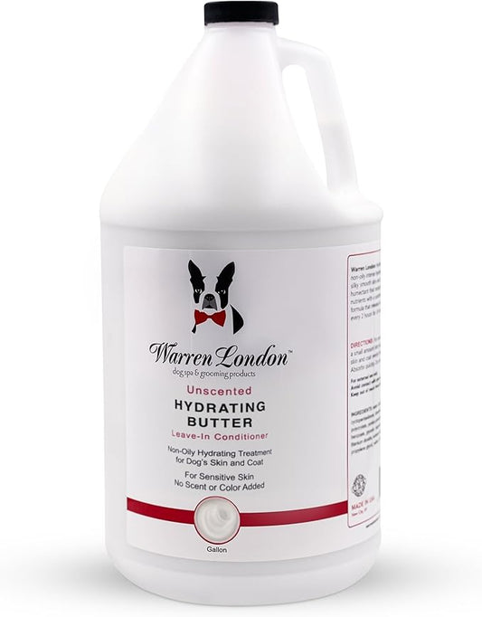 Warren London Hydrating Butter Leave in Pet Conditioner for Dogs | Lotion for Skin and Coat | Aloe Puppy & Dog Conditioner for Hair Detangler, Dry Skin, & Dandruff | Unscented 1gal