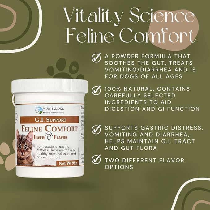 Feline Comfort for Cats | Maintains a Healthy Intestinal Tract and Proper Gut Flora | Restores Gastric Stability | for Vomiting and Diarrhea | 100% Additive Free (Seafood, 220g)