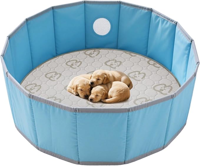 FXW Washable Pee Pads for Dogs, Puppy Pads with Super Absorbent, Specifically Designed for Whelping Box, 36" Round, Khaki, 2 Packs