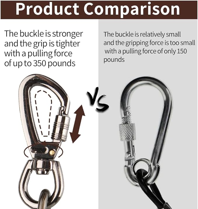 Dog tie Out Cable, 10/20/25/30/50/70/100 feet, Suitable for Dogs up to 350 pounds, Dog Cable with Swivel Buckle, Lightweight, Non-Winding, for Outdoor Camping, Yard Dog Cable (Black, 10FT)