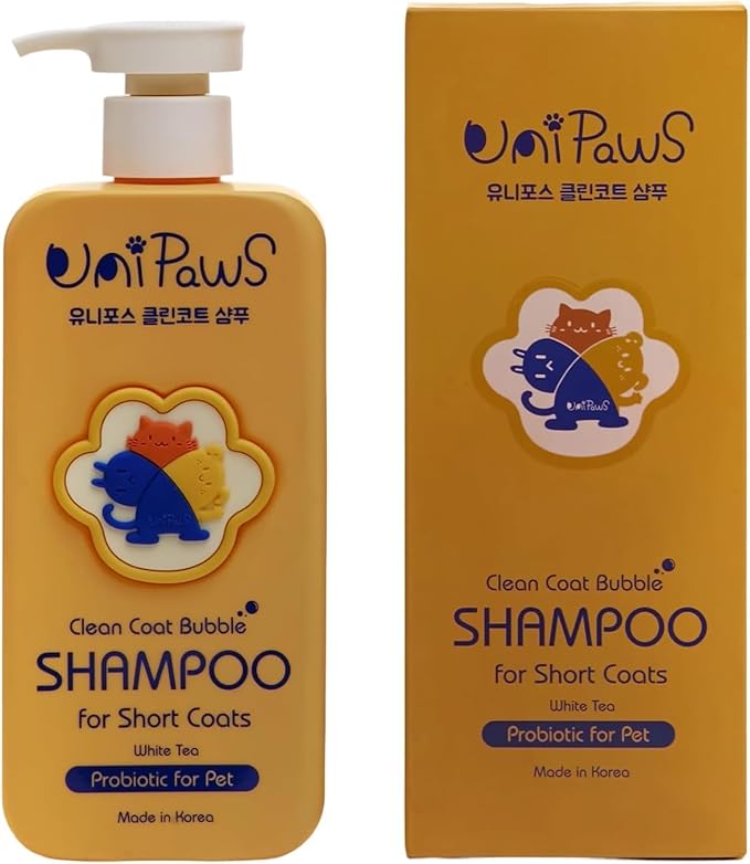 Unipaws Probiotic Dog Shampoo for Short-Haired Coats – Itch Relief, Deodorizing & Hydrating for Healthy, Fresh Skin with Calendula & Oatmeal – EWG Green & White Tea Scent, Made in Korea, 16.9 Fl Oz