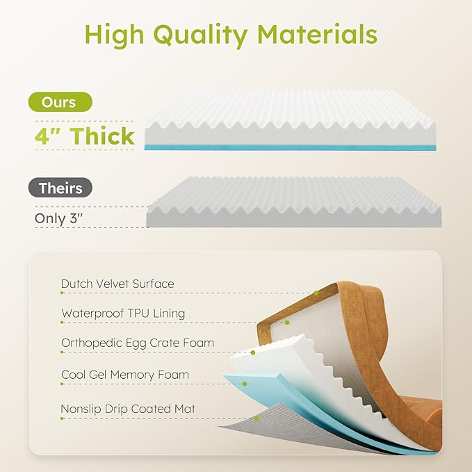 Extra Large Dog Bed, Orthopedic Dog Beds with Cooling Gel Memory Foam, Waterproof XL Pet Bed with Removable Washable Cover, 42" Pet Sofa Couch Dutch Velvet with Bone Toy, Brown