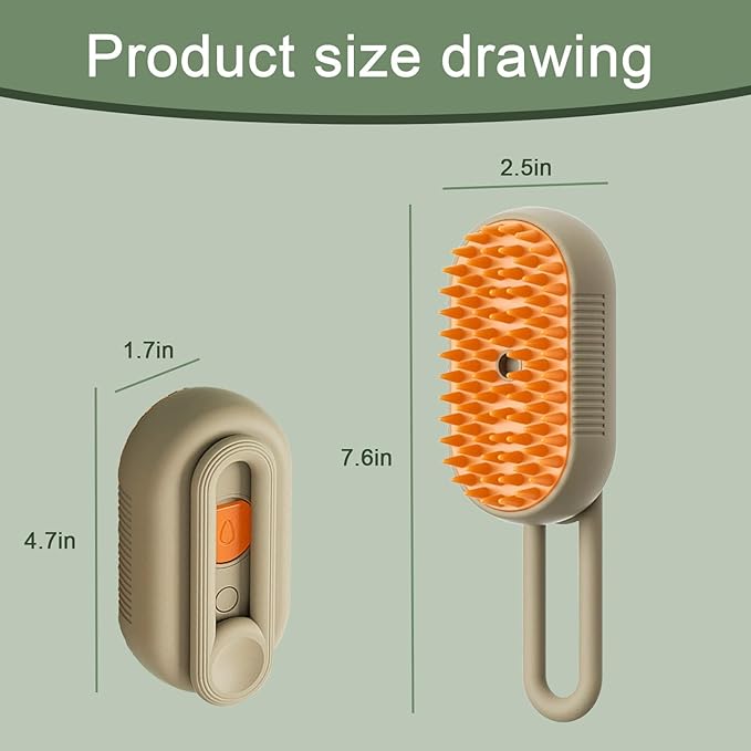 Cat Steam Brush for Shedding, 4 in 1 Rechargeable Pet Steam Brush for Dogs and Cats, Anti-Static, Massage, Cleaning, Shedding & Combing All In One! (Khaki)
