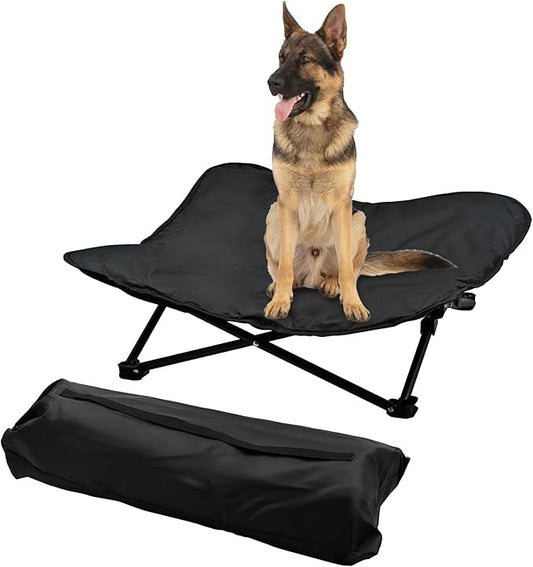 Elevated Dog Bed, Portable Raised Pet Cot for Outdoor and Indoor Folding Dog Cot Bed with Padded Filling Carrying Bag Included Pet Raised Travel Lounger for Camping Traveling (36x36x12inch)