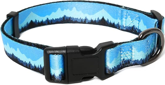 HEELE Dog Collar, Adjustable Soft Dog Collar for Small Medium Large Dogs,Floral Patterned Puppy Collars with Quick Release Buckle M Length 13.39''-20.87''