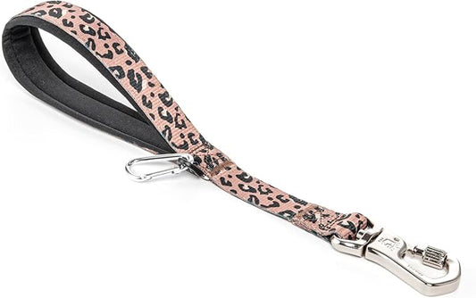 TSPRO Dog Training Leash with Sturdy Metal Buckle, 14 Inches Short Leash for Large Dogs, Comfortable Padded Handle (Leopard Print)