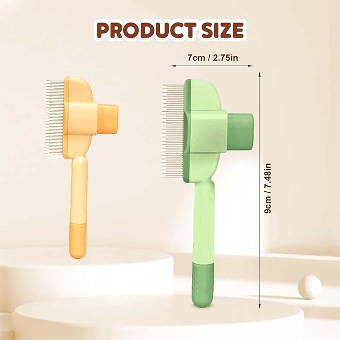 Zen Brush for Cats, Zenbrush Cat Comb, Self Cleaning Pet Comb Grooming Brush, Catdogcomb Pet Grooming for Massaging and Cleaning Shedding Hair (Yellow)