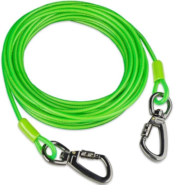 Dog Tie Out Cable, 10/20/25/30/50/70/100 Feet, Suitable for Dogs up to 350 Pounds, Non-Winding, for Outdoor Camping, Yard