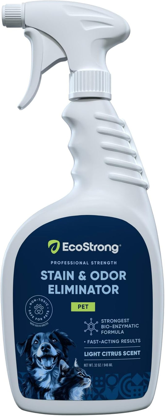 Eco Strong Pet Stain and Odor Remover - Cat Urine Enzyme Cleaner Destroyer, Urine Destroyer for Dogs, Pet Urine Enzyme Cleaner - 32 OZ