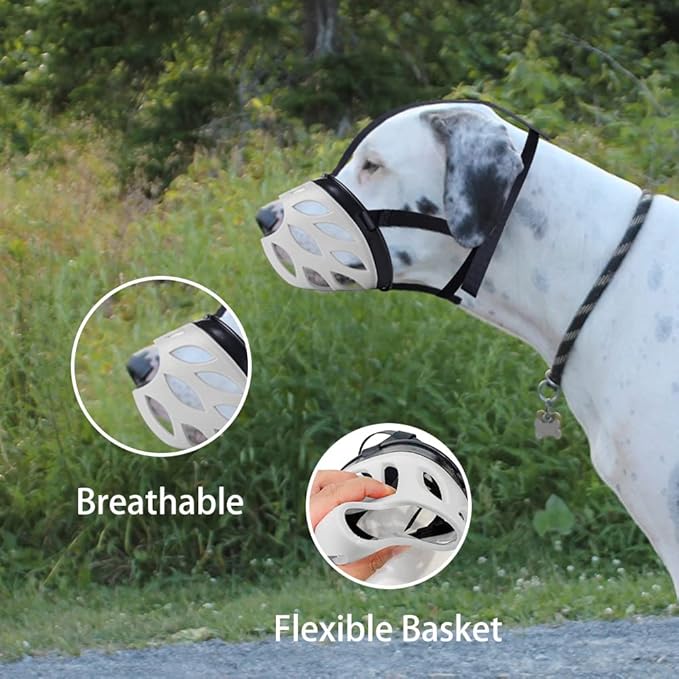 Dog Muzzle, Breathable Basket Muzzles for Small, Medium, Large and X-Large Dogs, Prevent Barking, Biting, Chewing Dog Mouth Cover Gray