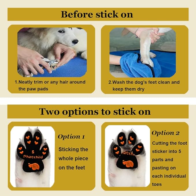 Dog Paw Pads Anti-Slip Grips,Dog Paw Protectors for Senior Dogs on Hot Pavement,Provides Traction to Keep Them from Slipping on Smooth Floors 20 sets-80 Pads Black XXL