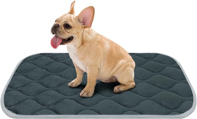 furrybaby Dog Bed Mat Flat Crate Mat with Anti-Slip Bottom Machine Washable Pet Kennel Pad for Dog Sleeping (M 30x19'', Grey Mat)