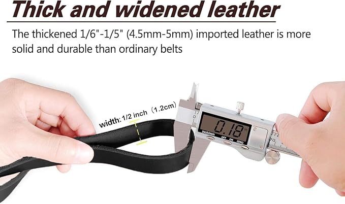 LWBMG Leather Dog Leash 4ft x 1/2 inch, Leather Dog Leash for Small Dogs, Strong Sturdy Genuine Leather Braided Dog Leash, Soft and Comfortable Leather Training Leash for Small Medium Dogs Black