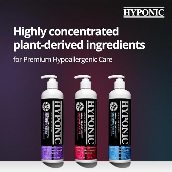 HYPONIC Grooming Artist Shampoo - Hypoallergenic Pet Shampoo for Groomers (Deep Cleanse & Volume (17.9 oz))