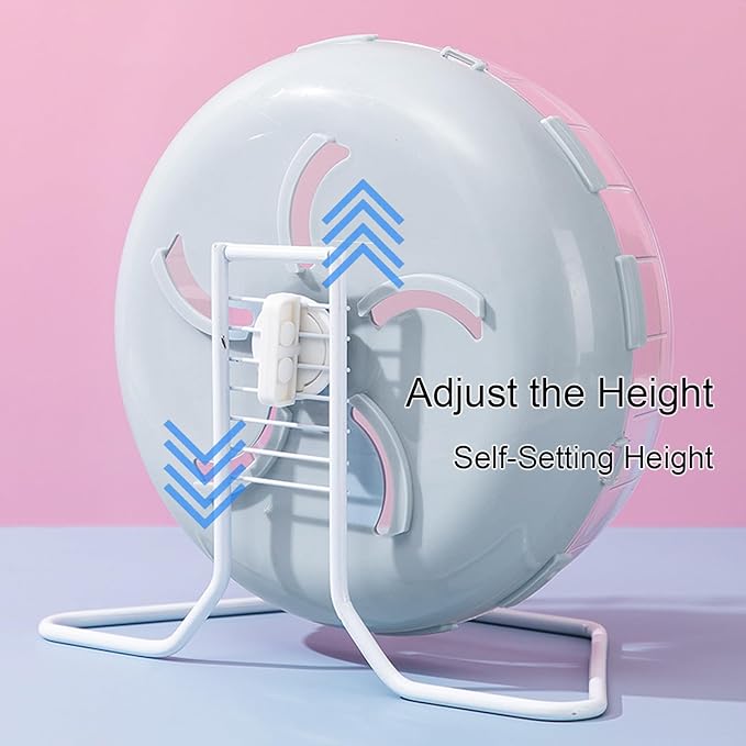 Jeeone Silent 7-Inch Hamster Wheel - Height-Adjustable Exercise Wheel Cage Accessories, Running Toys for Small Animals With Nest (Grey)