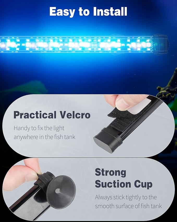 Pawfly 8 W Aquarium LED Light 16 Inch 24/7 Fish Tank Light with Full Spectrum IPX8 Waterproof Light Multi-Colored LEDs with D/N Mode Single Color Effects Timer and Adjustable Brightness