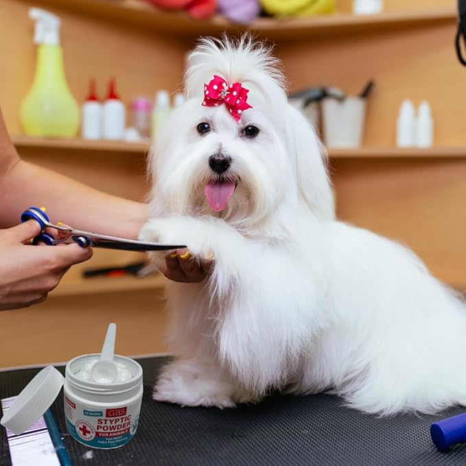 G.B.S 5 oz Styptic Powder for Dogs, Cats & Birds – Quick Blood Clotting for Nail Clipping, Minor Cuts, Tail Docking & Wing Clipping – Pet First Aid Hemostatic Powder with Sealed Top & Scoop