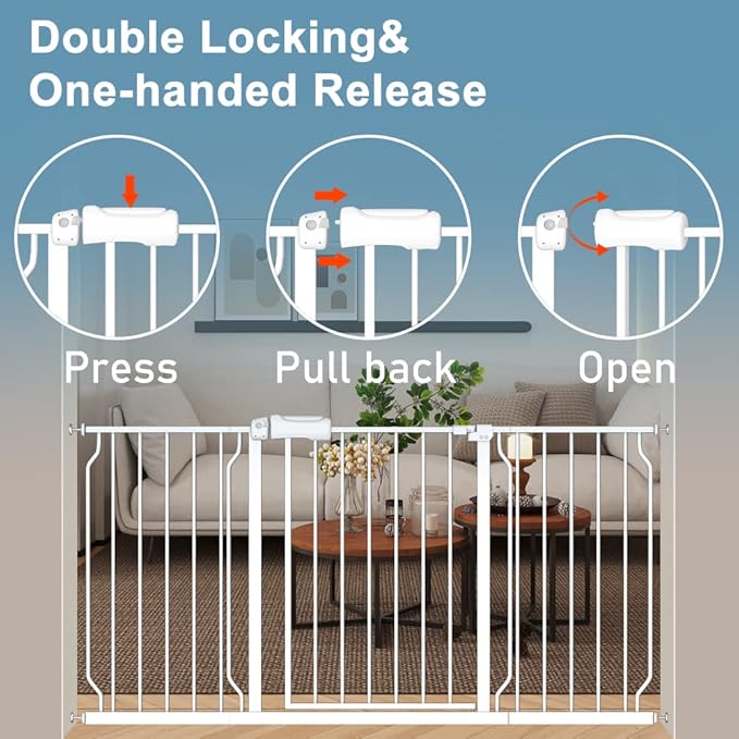 Extra Wide Baby Gate 4.72in Extensions Walk Through Baby Gate Pressure Mount Auto Close Child Safety Gates (White, Extension-4.72"/12cm)