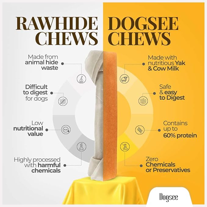 Dogsee Original Yak Cheese Himalayan Dog Chews 3lb (Large - 12 Bars) | 100% All Natural | Dog Treats Large Breed | Dog Chews Long Lasting for Aggressive Chewers | High Protein Dental Sticks