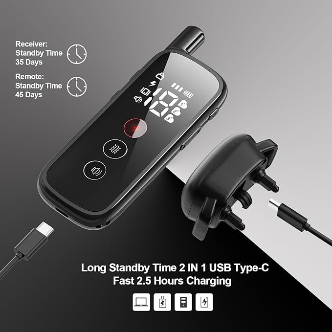 Dog Shock Collar, Dog Training Collar with Remote for Small Medium Large Dogs, Electronic Dog Collar Rechargeable with Shock Mode, 3 Safe Training Modes, Range up to 2600ft （Black）