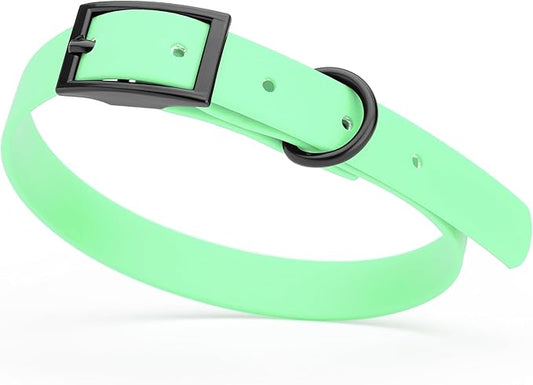Dogline Biothane Waterproof Dog Collar Strong Coated Nylon Webbing with Black Hardware Odor- Proof for Easy Care Easy to Clean High Performance Fits Small Medium or Large Dogs, Sea Foam Green