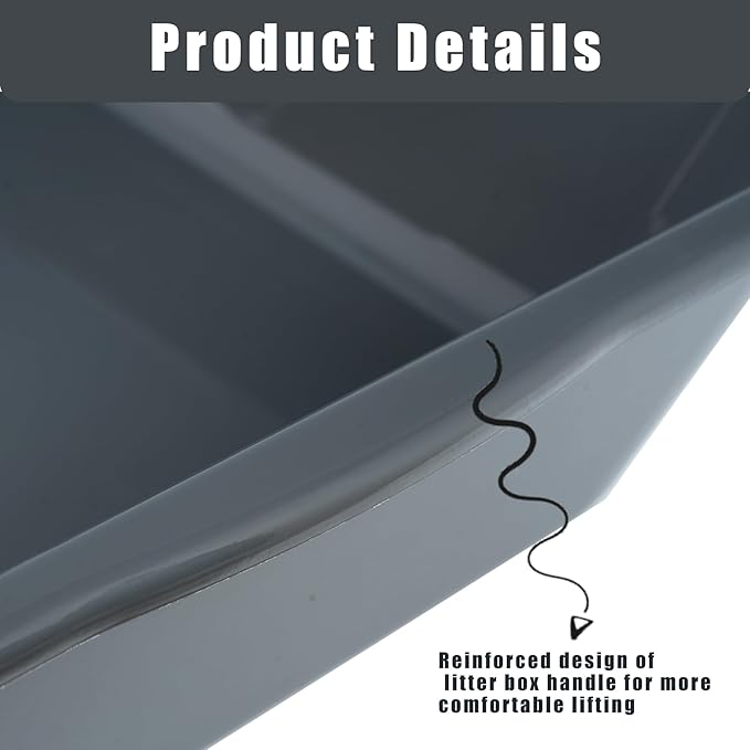 1 Pack of Extra Large Cat Litter Box (ABS Material), Low Entry Senior Litter Pen for Geriatric Kitty Big Cats, Jumbo Pet Safe Litter Boxes for Indoor Pets Potty (Light Brown, 24" L x 20" W)