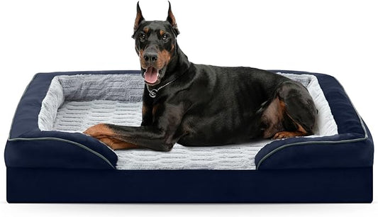 FURTIME Orthopedic Dog Bed for Extra Large Dogs - XL Plus Washable Dog Sofa Beds, Supportive Foam Pet Couch Bed with Removable Washable Cover, Waterproof Lining and Nonskid Bottom, Navy Blue
