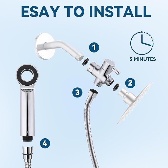 Dog Shower Attachment, 3 Mode Handheld Sprayer with ON/OFF Switch, G1/2" Metal Diverter, 100 Inches Stainless Steel Hose, No Drill Holder, for Pet and Dog Washing in Bathroom