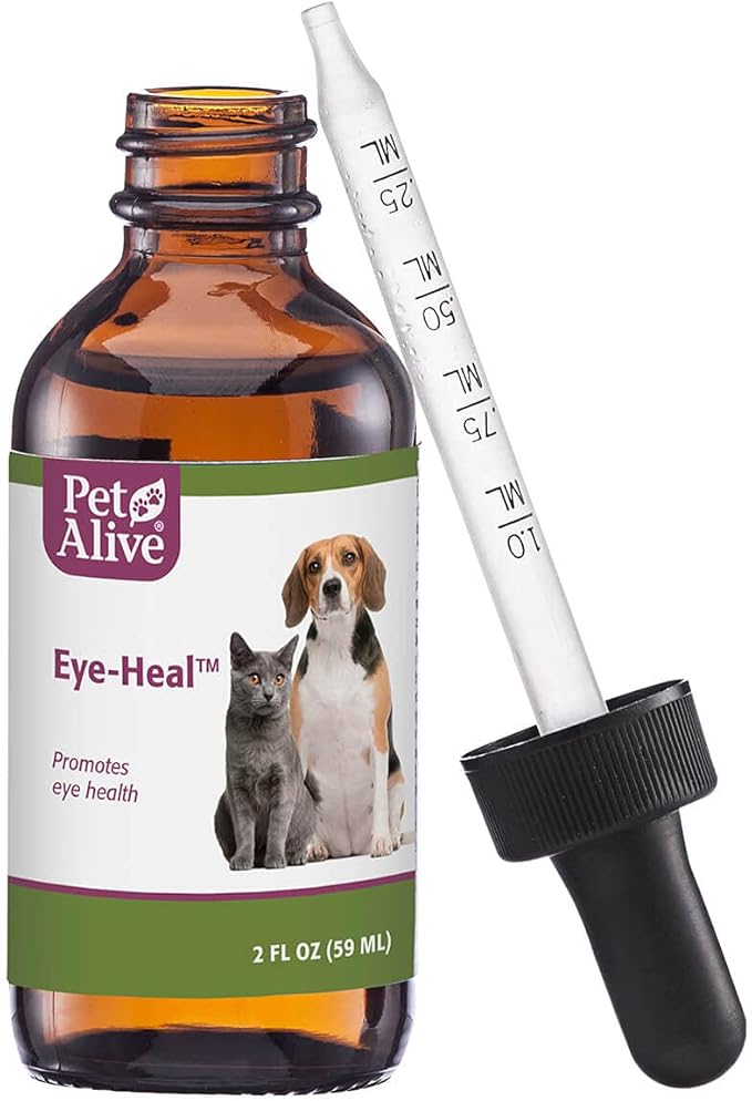PetAlive Eye-Heal - Natural Herbal Formula Promotes Eye Health in Cats and Dogs - Soothes and Cleanses The Eyes - Supports Removal of Debris - Applies Easily with Cotton Swab - 59 mL