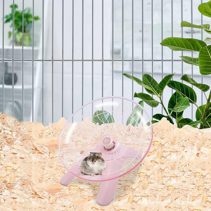 Hamster Wheel Hamster Flying Saucer Silent Exercise Wheel Running Wheel for Dwarf Hamsters Gerbil Mice Small Animals (Pink)