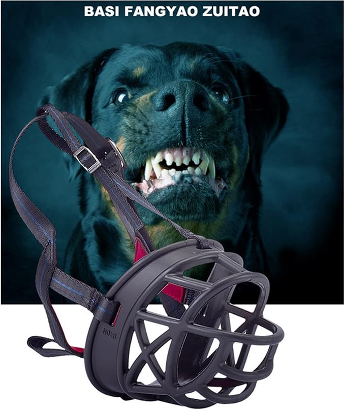 Dog Muzzle Breathable Basket Muzzles for Large and X-Large Dogs, Stop Biting, Barking and Chewing, Best for Aggressive Dogs Black Brown (Black Rubber, XL)