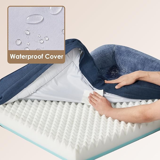 EHEYCIGA Memory Foam XL Dog Bed for XLarge Sized, Extra Large Orthopedic Dog Sofa with Sides and Waterproof Liner, Washable Bolster Pet Couch with Removable Cover, 42x30x7.5 Inch, Navy