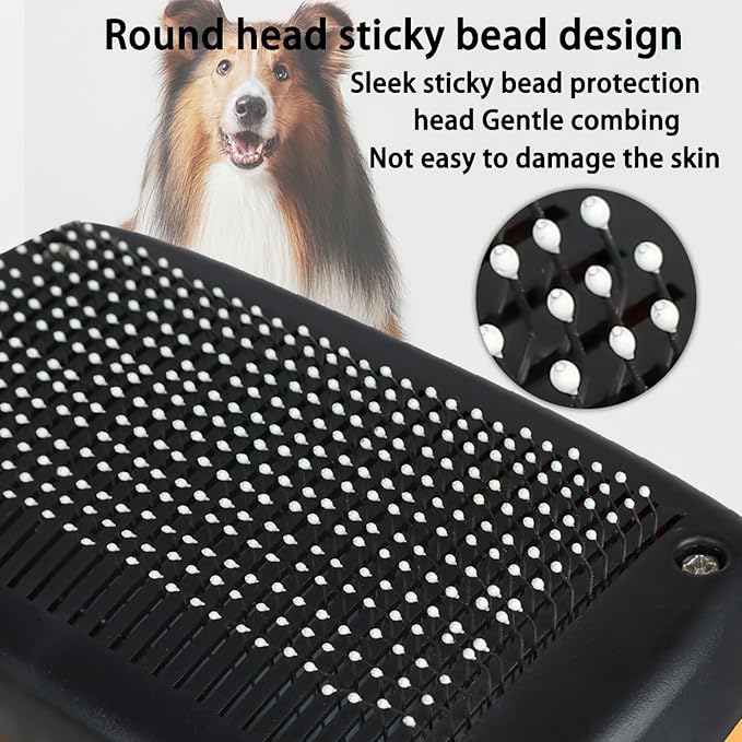 Skin-Friendly Grooming and Deshedding Brush for Dogs, Cats, and Puppies - Self-Cleaning, Easy to Use (Pink)