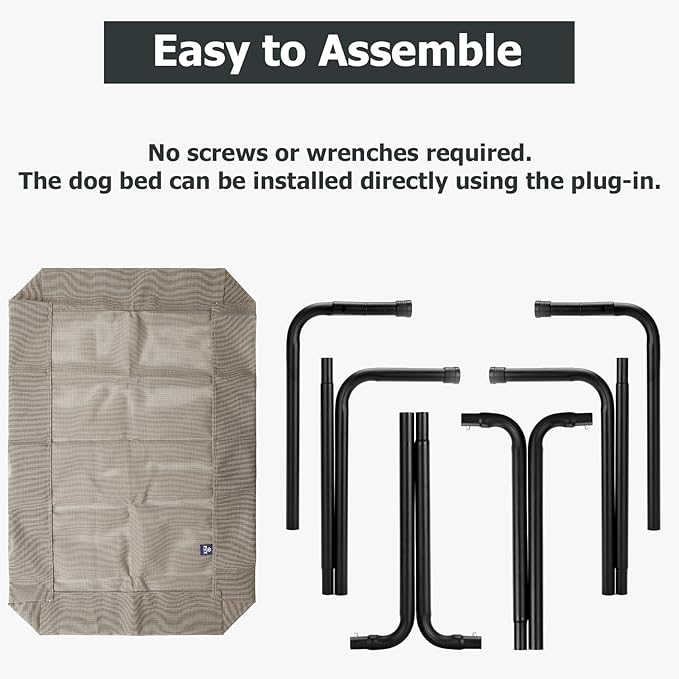 Elevated Dog Bed for Outdoor, XL Raised Dog Cot with Washable Mesh, Cooling Pet Cot Chew Proof for Outside Camping, 47 inch Brown