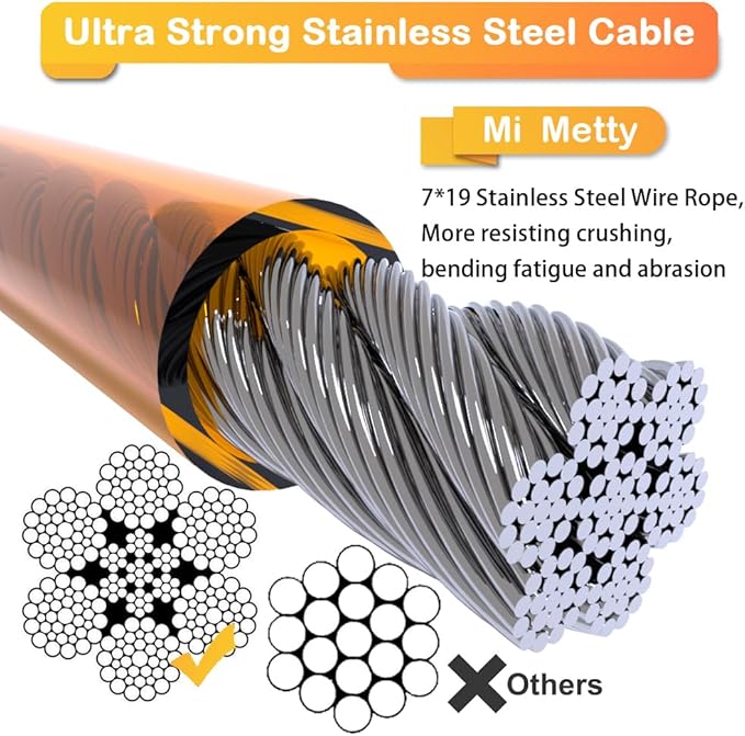 Dog Tie Out Cable,20ft Dog Lead-Heavy Duty Tie Out Cable for for Large Dogs Up to 125lbs-Dog Chain for Yard-Outside Dogs Runner Tether Line