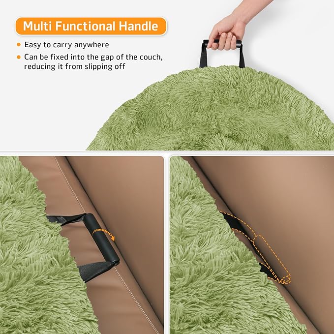 GGIB Calming Dog Bed Fluffy Plush Dog Mat for Furniture Protector with Removable Washable Cover for Large Medium Small Dogs and Cats (Medium, Grass Green)