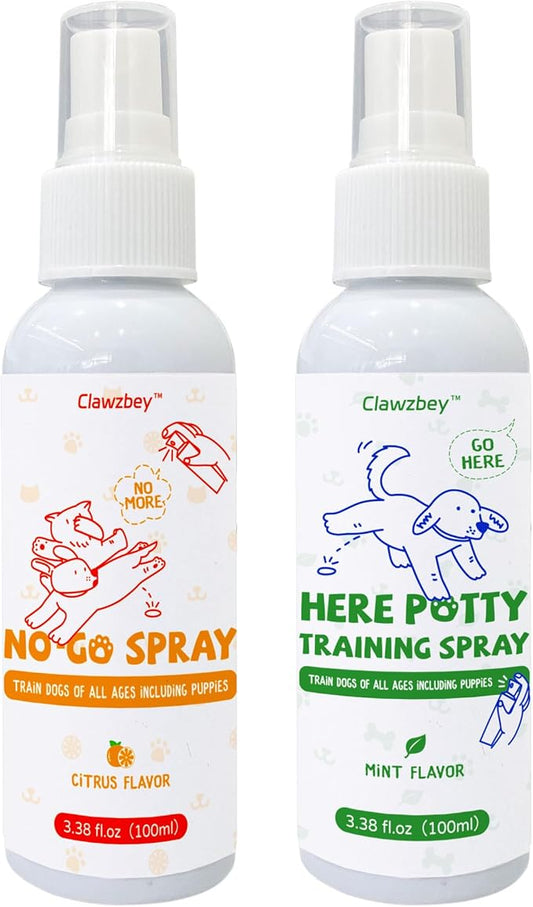 Dog Potty Spray Set, No-Go Spray & Potty Training Spray, Puppy Essentials, Stops Urination & Marking, Indoor and Outdoor Use (3.38 fl oz)