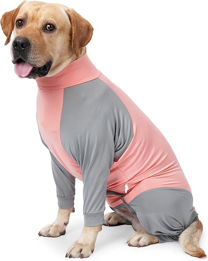 Dog Recovery Suit, Abdominal Wound After Surgery Wear, Prevent Licking Wounds, E-Collar & Cone Alternatives, Long Sleeve Postoperative Shirts Dog Pajamas Prevent Shedding(Large, Pink)