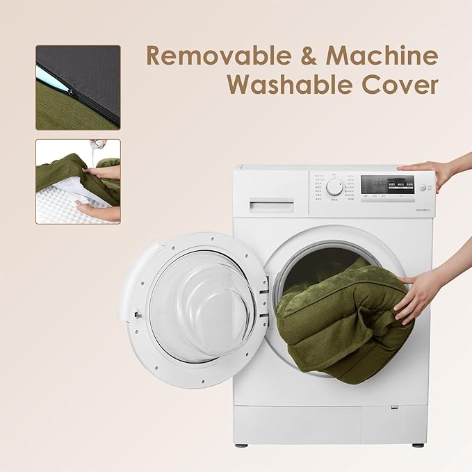 EHEYCIGA Orthopedic Dog Beds for Large Dogs, Waterproof Memory Foam Large Pet Bed with Sides, Non-Slip Bottom and Egg-Crate Foam Dog Couch Bed with Washable Removable Cover, Olive Green