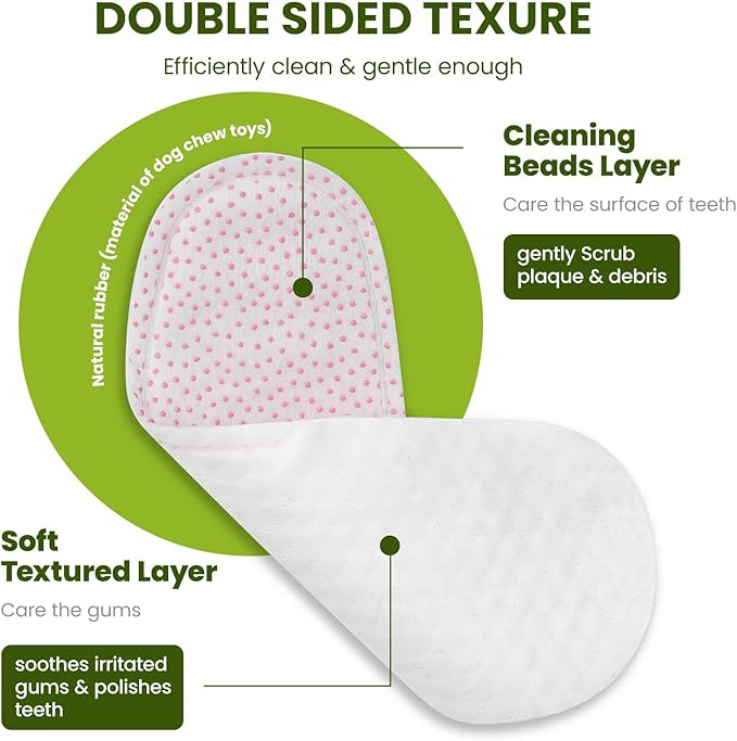 Dog Teeth Cleaning Wipes, Fresh Breath Pet Dental Finger Wipes for Dogs & Cats, Dog Dental Wipes Teeth Wipes, Lick-Safe Pet Toothbrus for Easy Removal of Tartar Buildup, Unscented, 50 PCS