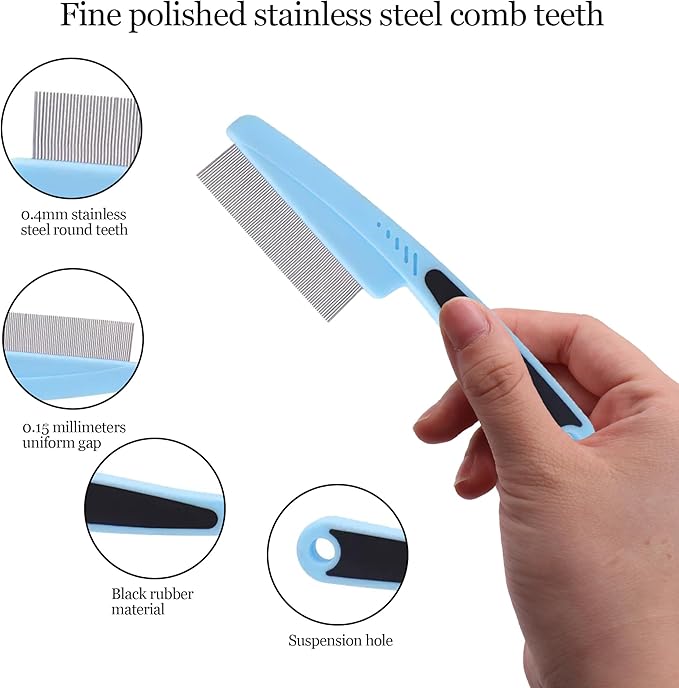 Electrostatic Pet Hair Remover Glove, Reusable Pet Hair Removal Glove for Dog & Cat Grooming, Double Sided Static Pet Hair Fur Remover Gloves for Clothing, Couch, Car Seat (2 gloves+1 flea comb)