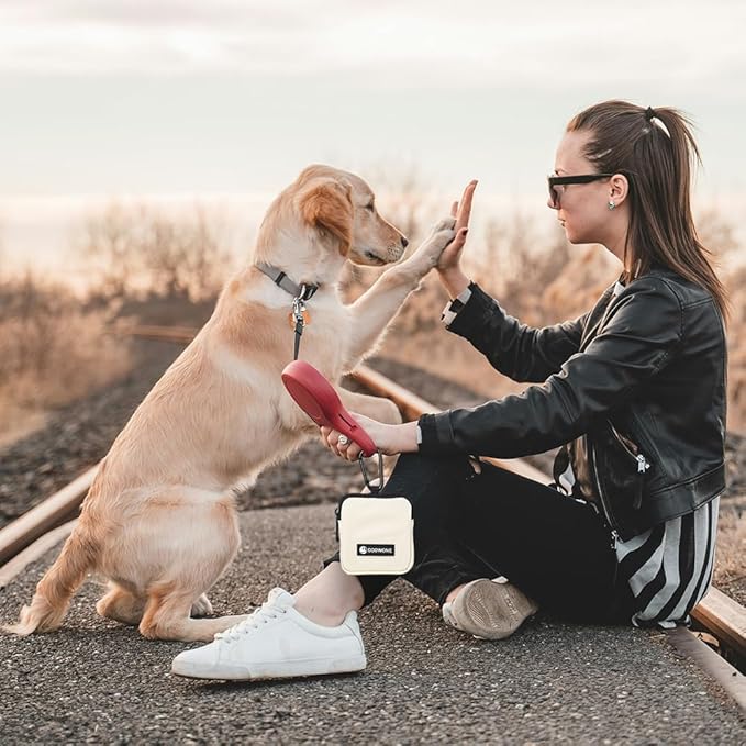 Dog Treat Pouch 2 PCS, Waterproof Small Dog Treat Bag for Leash, Hands Free Dog Walking Bag with Carabiner, Dog Poop Bag Holder for Pet Puppy Travel or Outdoor Use, Zipper Closure to Avoid Spilling