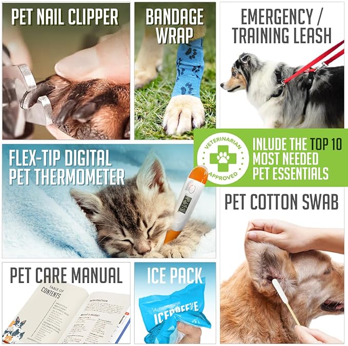 EVERLIT Pet Medic First Aid Kit | 95 Pcs Vet-Approved Medical, Outdoor & Emergency Supplies for Dogs, Cats, Animal Care | Travel-Friendly Compact Bag for Home, Car and Travel (Guardian Orange)