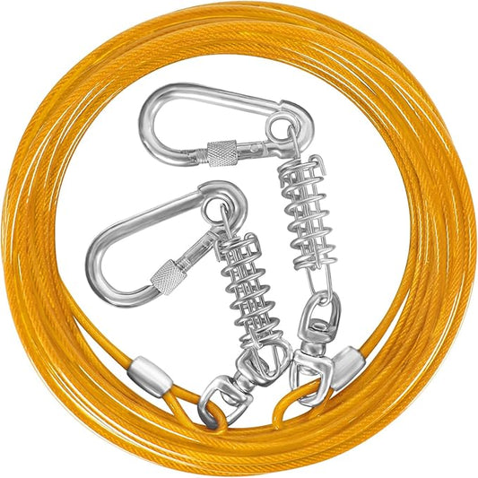 Dog Tie Out Cable 10/15/20/25/30FT Dog Run Cable Rosy Pink/Blue/Purple/Silver/Red/Green/YellowTie Out Cable for Large Dogs Heavy Duty for Outside Hold Large Dogs Up to 250LBS