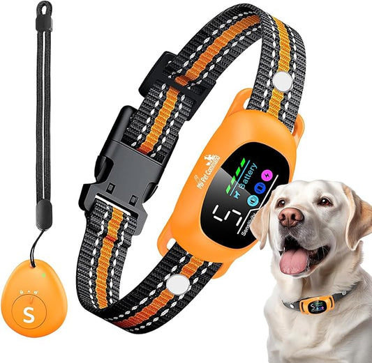 My Pet Command 2-1 Dog Bark Collar with Fob Remote Tag. Smart AI Anti Barking training collar rechargeable 5 sensitivity levels, Beep Vibration, static correction. large medium & small dogs Waterproof