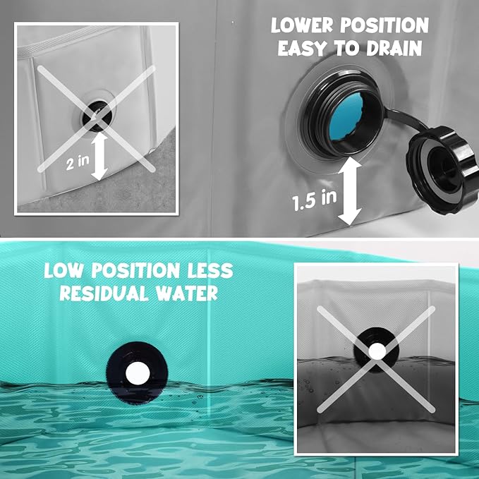 Furrybaby Dog Pool Foldable Dog Pools for Large Dogs with Hard Plate Collapsible Pet Bath Pool Kiddie Grey 63''